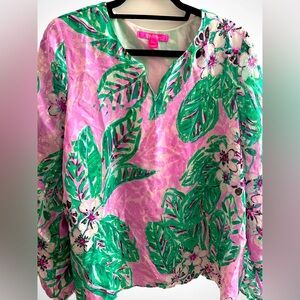 LILLY PULITZER AARON SILK TOP SIZE Large pattern: MAGNOLIA LILAC